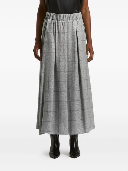  Peserico Checked-pattern Pleated Maxi Skirt - Grey 