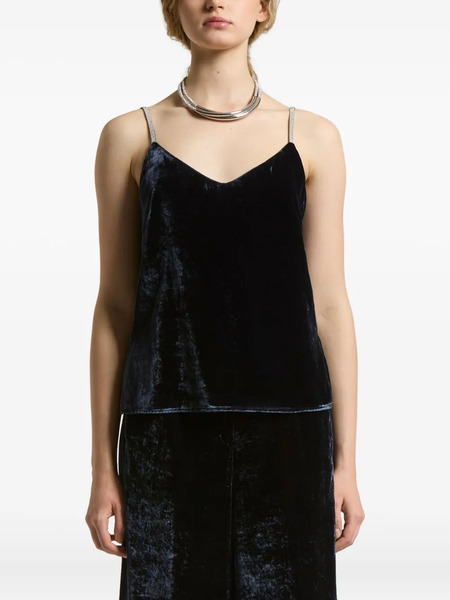  Peserico Crystal-embellished Velvet Top - Blue 