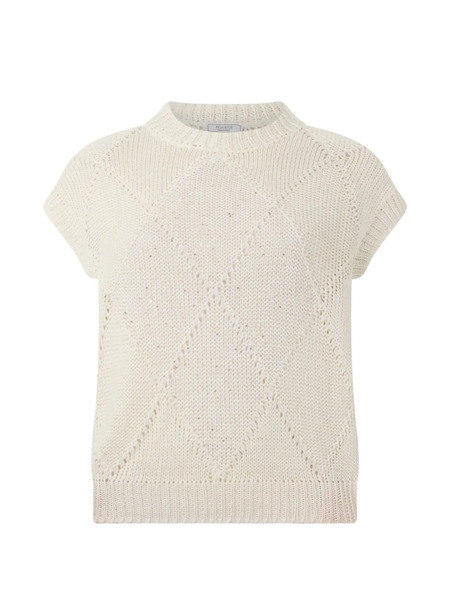  Peserico Diamond-patterned Short-sleeved Sweater - White 