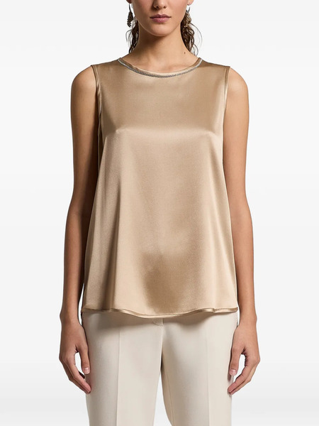  Peserico Embellished-collar Sleeveless Top - Neutrals 