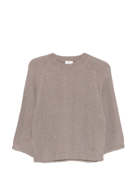  Peserico Embellished Ribbed-knit Sweater - Neutrals 