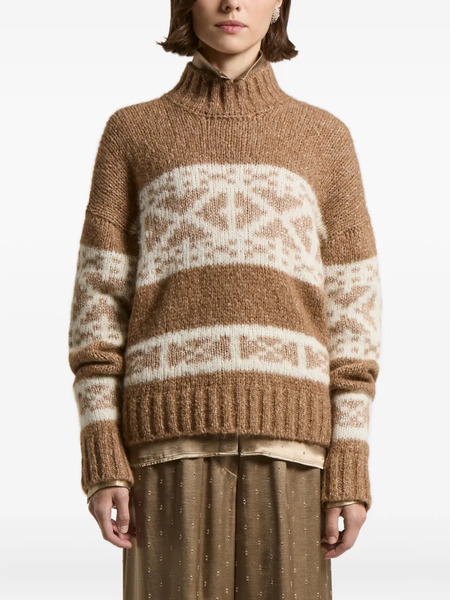  Peserico Fairisle-pattern High-neck Sweater - Neutrals 