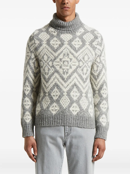  Peserico Fairisle-pattern Turtleneck Sweater - Grey 