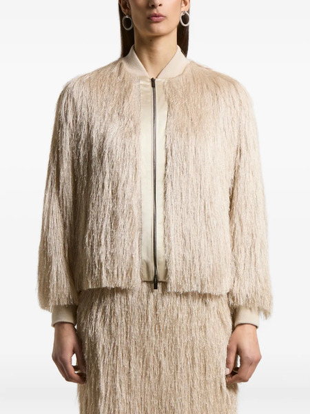  Peserico Fringed Bomber Jacket - Neutrals 