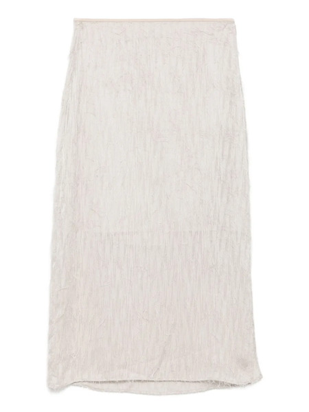  Peserico Fringed Straight Skirt - Neutrals 