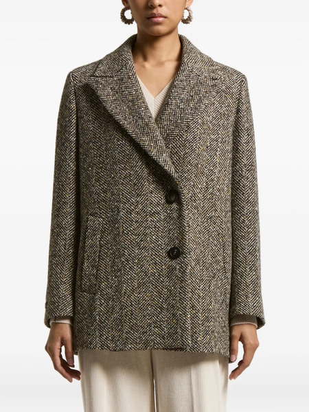  Peserico Herringbone Tweed Coat - Brown 