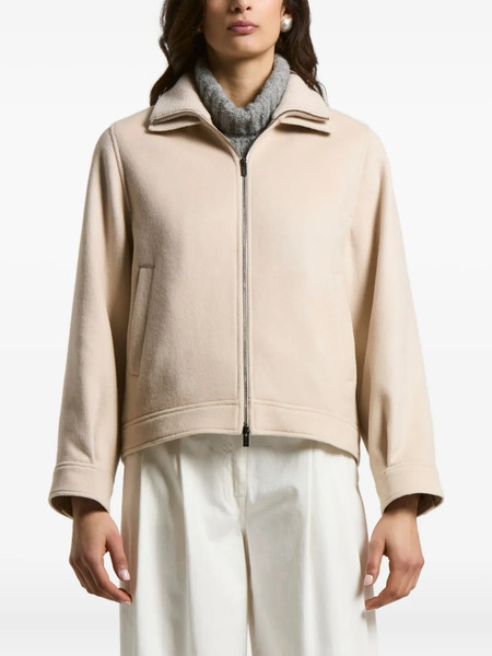  Peserico High-neck Zip-front Jacket - Neutrals 