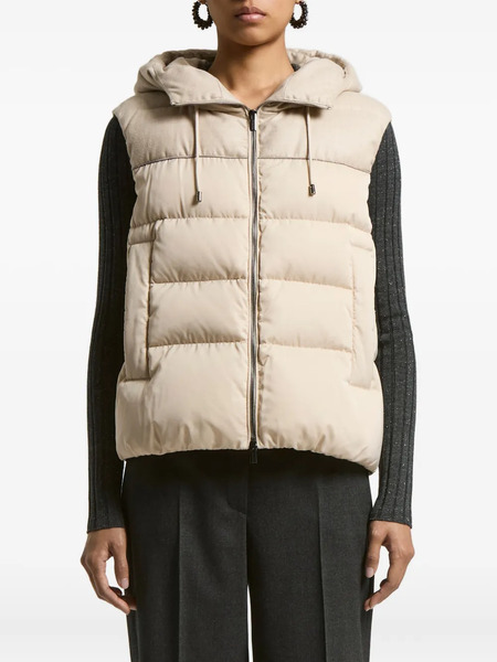  Peserico Hooded Quilted Vest - Neutrals 