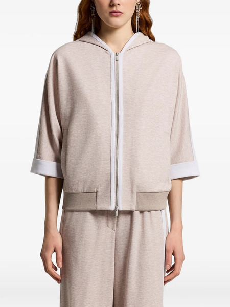  Peserico Hooded Striped Jacket - Neutrals 