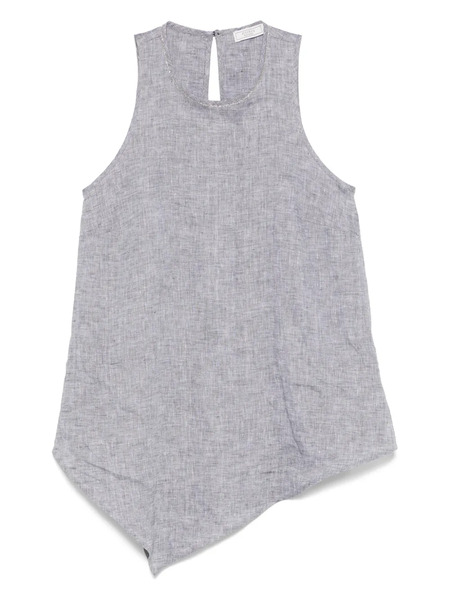  Peserico Linen Asymmetrical Top - Grey 