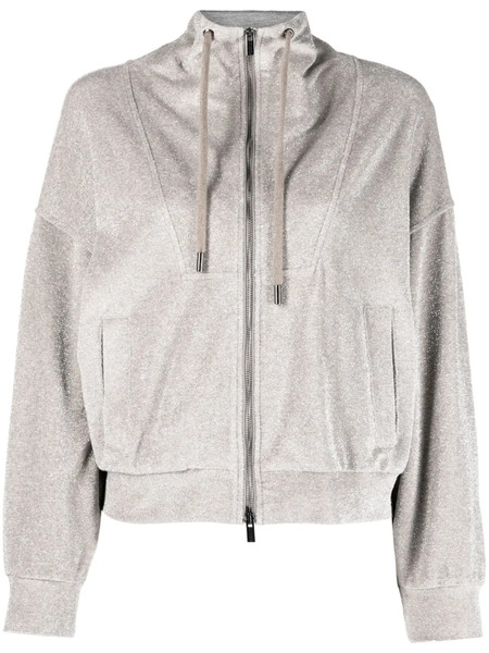  Peserico Metallic Hooded Bomber Jacket - Neutrals 