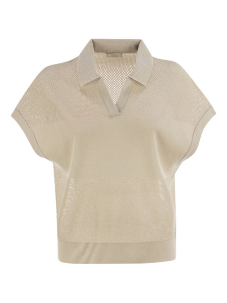  Peserico Micro-net Ribbed Top - Neutrals 