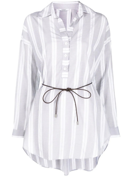  Peserico Oversized Stripe-print Shirt - Grey 