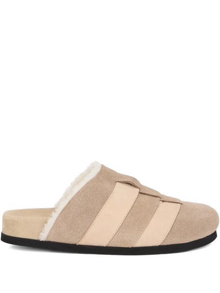  Peserico Panelled Suede Slippers - Neutrals 