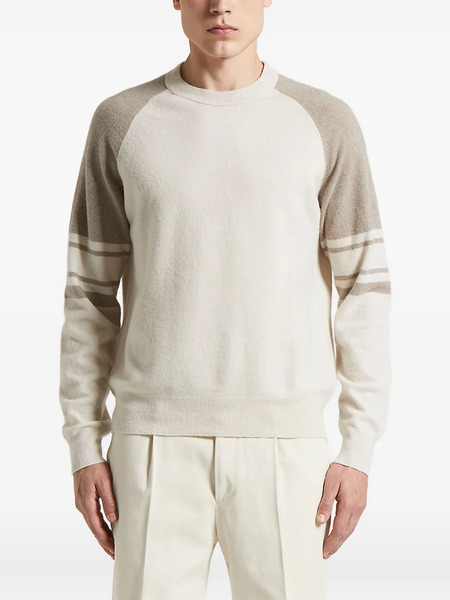  Peserico Raglan-sleeve Striped Sweater - Neutrals 