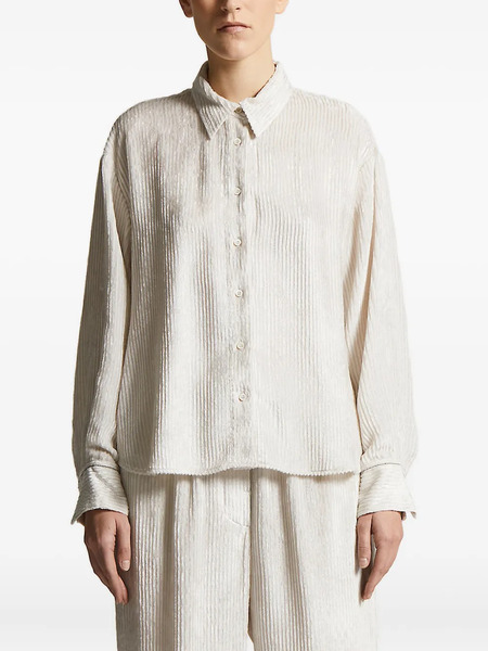  Peserico Ribbed-texture Button-down Shirt - White 
