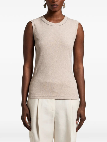  Peserico Ribbed Trim Top - Neutrals 