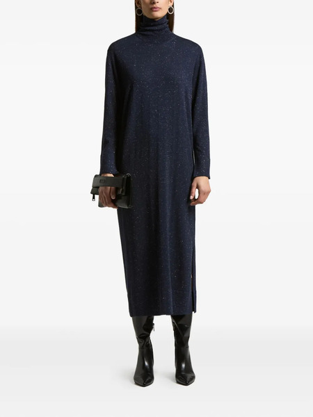  Peserico Roll-neck Side-split Midi Dress - Blue 