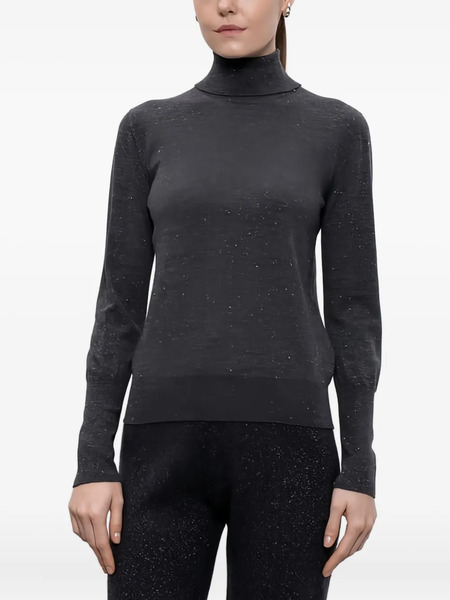  Peserico Roll-neck Sparkle-effect Top - Grey 