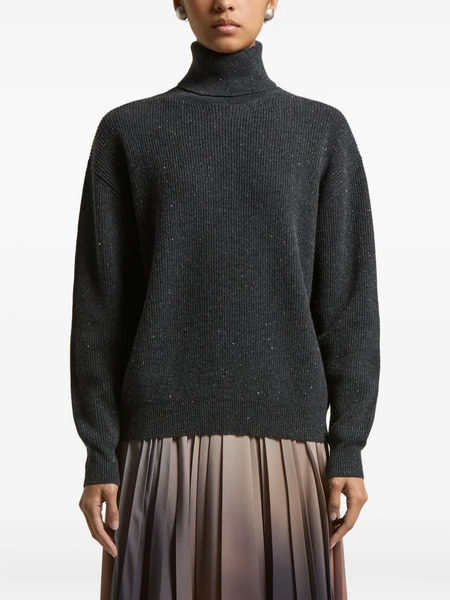  Peserico Roll-neck Sparkle-finish Sweater - Grey 