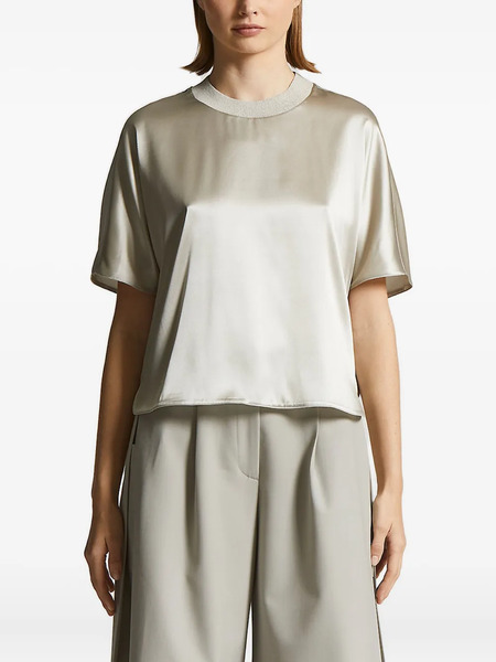  Peserico Satin-trimmed Boxy Top - Green 