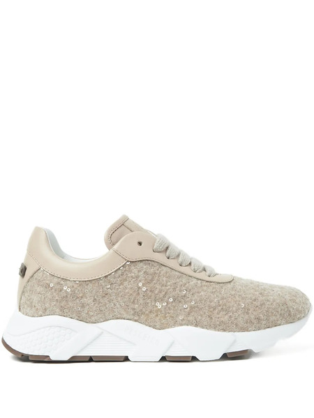  Peserico Sequin-embellished Leather Sneakers - Neutrals 