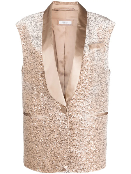  Peserico Sequin-embellished Sleeveless Blazer - Neutrals 
