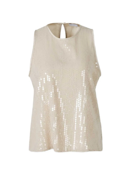  Peserico Sequin-embellished Sleeveless Top - Neutrals 