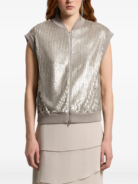 Peserico Sequin Sleveeless Jacket - Silver 