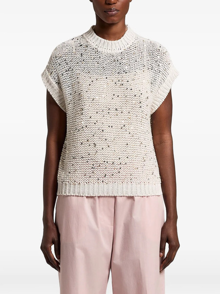  Peserico Sequined Knitted Top - Neutrals 