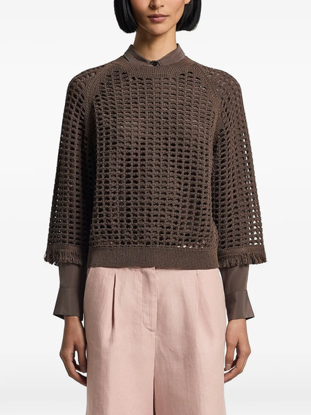  Peserico Sequinned Cordonet Sweater - Brown 
