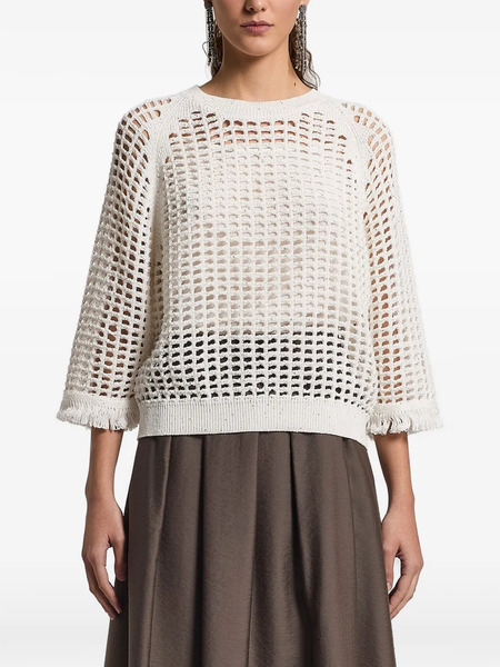  Peserico Sequinned Cordonet Sweater - Neutrals 