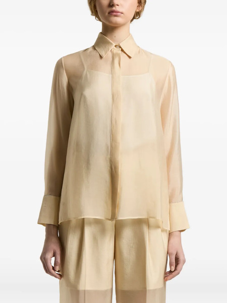  Peserico Sheer-panel Collared Shirt - Neutrals 