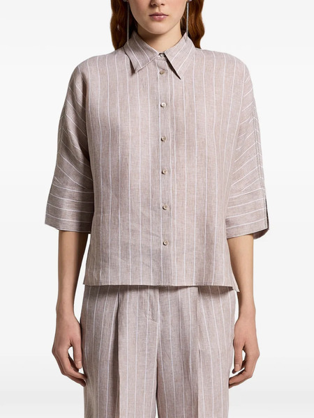  Peserico Striped Buttoned Shirt - Neutrals 