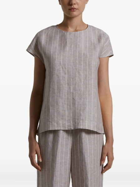  Peserico Striped Short-sleeve Top - Neutrals 