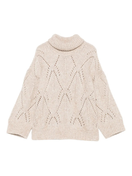  Peserico Turtleneck Diamond-pattern Knitwear - Neutrals 