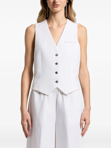  Peserico V-neck Buttoned Vest - White 