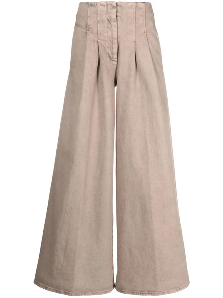 Peserico Wide-leg Pleated Jeans - Neutrals 
