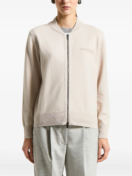  Peserico Zip Knitted Cardigan - Neutrals 