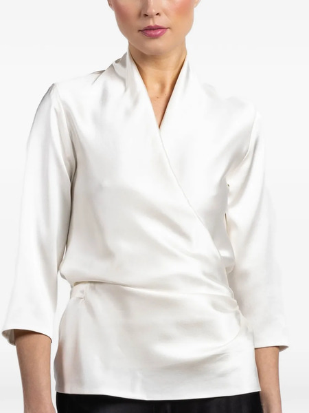  Peter Cohen Three-quarter Wrap Blouse - White 