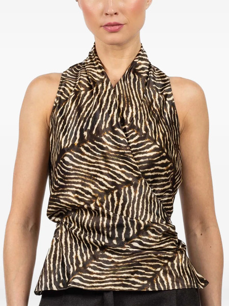  Peter Cohen Zebra-print Tie Top - Brown 