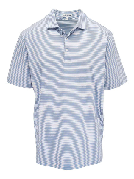  Peter Millar Striped Knit Polo Shirt - Blue 