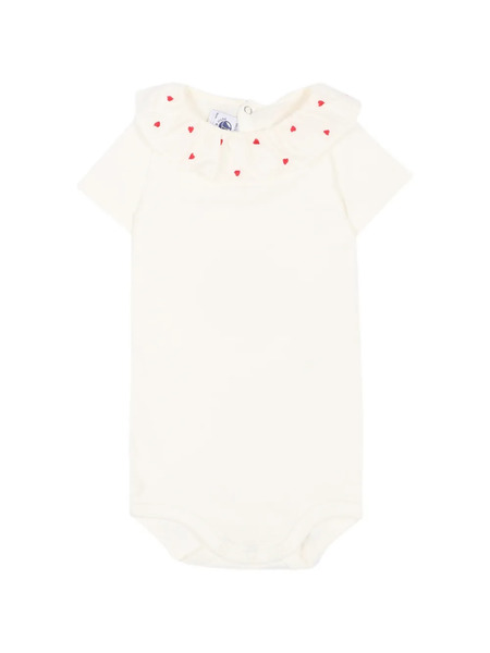  Petit Bateau Heart Embroidered Bodysuit - Neutrals 