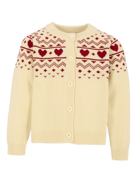  Petit Bateau Heart-pattern Button Cardigan - Neutrals 