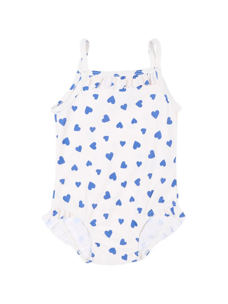  Petit Bateau Heart-pattern Ruffled Swimsuit - White 