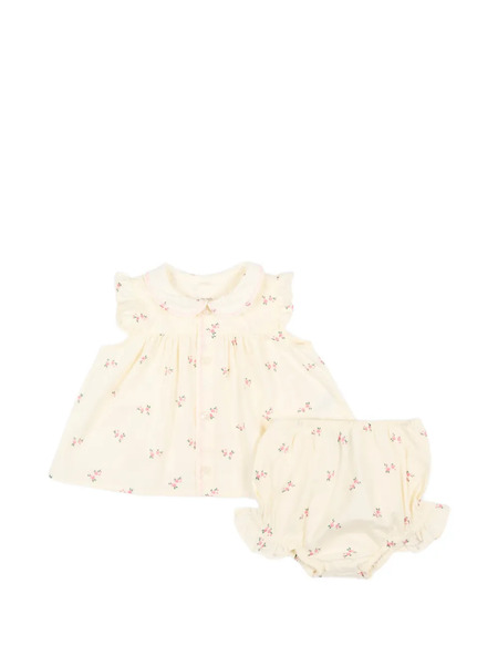  Petit Bateau Ruffled Floral Shorts Set - Neutrals 