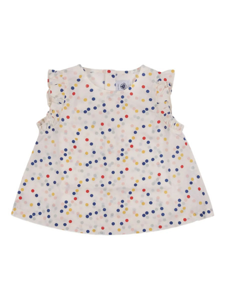  Petit Bateau Ruffled Polka-dot Top - Neutrals 