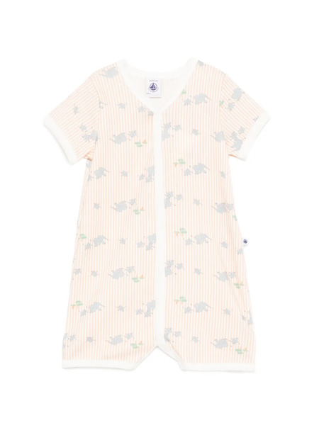  Petit Bateau Striped Romper - Orange 