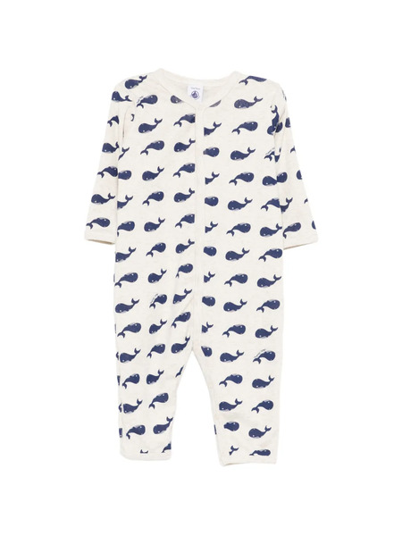  Petit Bateau Whale-print Romper - Neutrals 