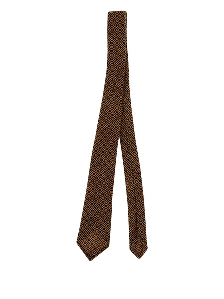  Petronius Geometric-pattern Wool Tie - Brown 